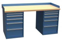 38X834 Technical Workbench, 2 Pedestal, W 72, Blue