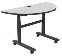 39A154 Mobile Table, Half Round, Gray