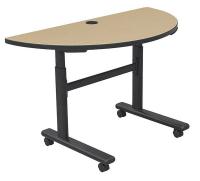 39A162 Mobile Table, Half Round, Maple