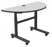 39A165 Mobile Table, Half Round, Gray