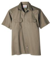39C120 Short Sleeve Work Shirt, Twill, Khaki, 4X