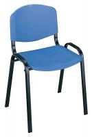 39E414 Stack Chairs, Blue, PK 4
