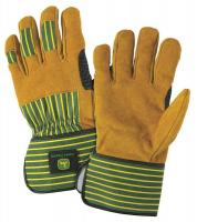 39E784 Leather Palm Glove, Green, L, PR
