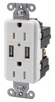 39E877 USB Charger Receptacle, White