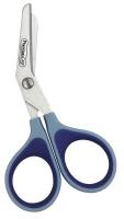 39F027 Scissors, Angled, 3-1/2 In, Titanium, Blue