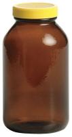 39H524 Glass Bottle, 1000mL, Amber, PK 12