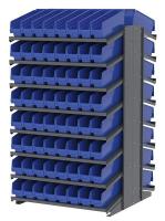 39H622 Pick Rack, 2-Sided, 39 in D, 128 Blue Bins