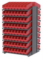 39H624 Pick Rack, 2-Sided, 39 in D, 128 Red Bins