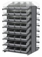 39H631 Pick Rack, 2-Sided, 39 in D, 64 Clear Bins