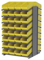 39H633 Pick Rack, 2-Sided, 39 in D, 64 Yellow Bins