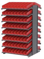 39H647 Pick Rack, 2-Sided, 39 in D, 132 Red Bins