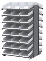 39H677 Pick Rack, 2-Sided, 39 in D, 48 White Bins