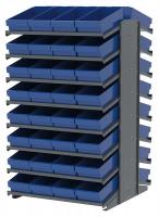 39H679 Pick Rack, 2-Sided, 39 in D, 64 Blue Bins