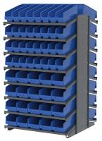 39H689 Pick Rack, 2-Sided, 39 in D, 104 Blue Bins