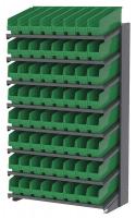 39H696 Pick Rack, 1-Sided, 18 in D, 64 Green Bins