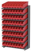 39H697 Pick Rack, 1-Sided, 18 in D, 64 Red Bins