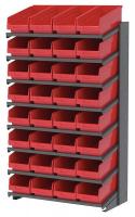 39H704 Pick Rack, 1-Sided, 18 in D, 32 Red Bins