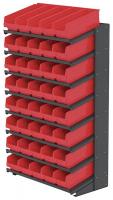 39H710 Pick Rack, 1-Sided, 18 in D, 40 Red Bins