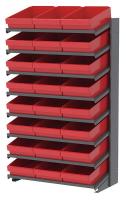 39H717 Pick Rack, 1-Sided, 18 in D, 24 Red Bins