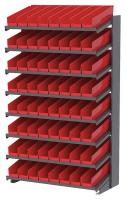 39H721 Pick Rack, 1-Sided, 18 in D, 72 Red Bins