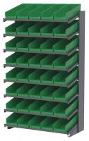 39H726 Pick Rack, 1-Sided, 18 in D, 48 Green Bins