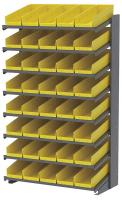 39H730 Pick Rack, 1-Sided, 18 in D, 48 Yellow Bins