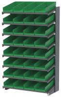 39H737 Pick Rack, 1-Sided, 18 in D, 36 Green Bins