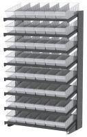 39H743 Pick Rack, 1-Sided, 18D, 48 Crys Clr Bins