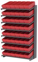 39H745 Pick Rack, 1-Sided, 18 in D, 48 Red Bins