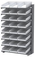 39H751 Pick Rack, 1-Sided, 18 in D, 24 White Bins