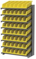 39H760 Pick Rack, 1-Sided, 18 in D, 10 Yellow Bins