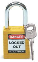 39N163 Lockout Padlock, KA, Yellow, 1/4 In., PK3