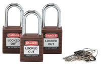 39N167 Lockout Padlock, KA, Brown, 1/4 In., PK3