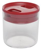 39T804 Rnd Storage Canister, 0.6qt, Clear/Red, PK4