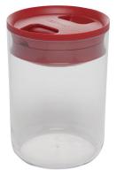 39T806 Rnd Storage Canister, 1qt, Clear/Red, PK4