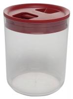 39T812 Rnd Storage Canister, 3.3qt, Clear/Red, PK4