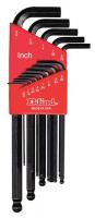 3A594 Ball End Hex Key Set, 0.050 - 3/8 In, Long