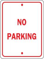 3AX76 Parking Sign, 18 x 12In, R/WHT, No PRKG, SYM