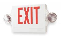 3CE34 Exit Sign w/Emergency Lights, 3.3W, Red