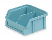 3CLP6 Stack &amp; Hang Bin, w/Divider, D 3 1/2, Blue