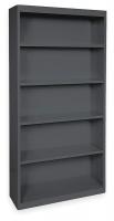 3CTE7 Bookcase, Steel, 5 Shelf, Black, 72Hx36W