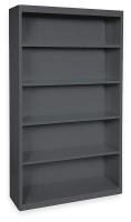 3CTG1 Bookcase, Steel, 5 Shelf, Black, 72Hx46W