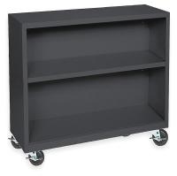 3CTG5 Mobile Bookcase, Steel, 2 Shelf, Black