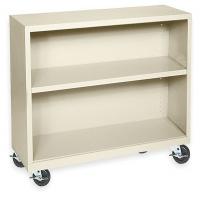 3CTG7 Mobile Bookcase, Steel, 2 Shelf, Putty
