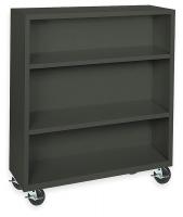 3CTG9 Mobile Bookcase, Steel, 3 Shelf, Black