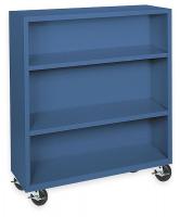 3CTH3 Mobile Bookcase, Steel, 3 Shelf, Blue, 48x36