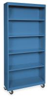 3CTJ2 Mobile Bookcase, Steel, 5 Shelf, Blue, 78x36