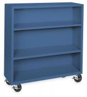3CTJ6 Mobile Bookcase, Steel, 3 Shelf, Blue, 48x46