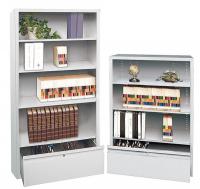 3CTN5 Bookcase Drawer Cabinet, 4 Shelf, Lt Gry