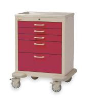 3CWF3 Medical Cart, Steel/Polymer, Red/Lt.Taupe